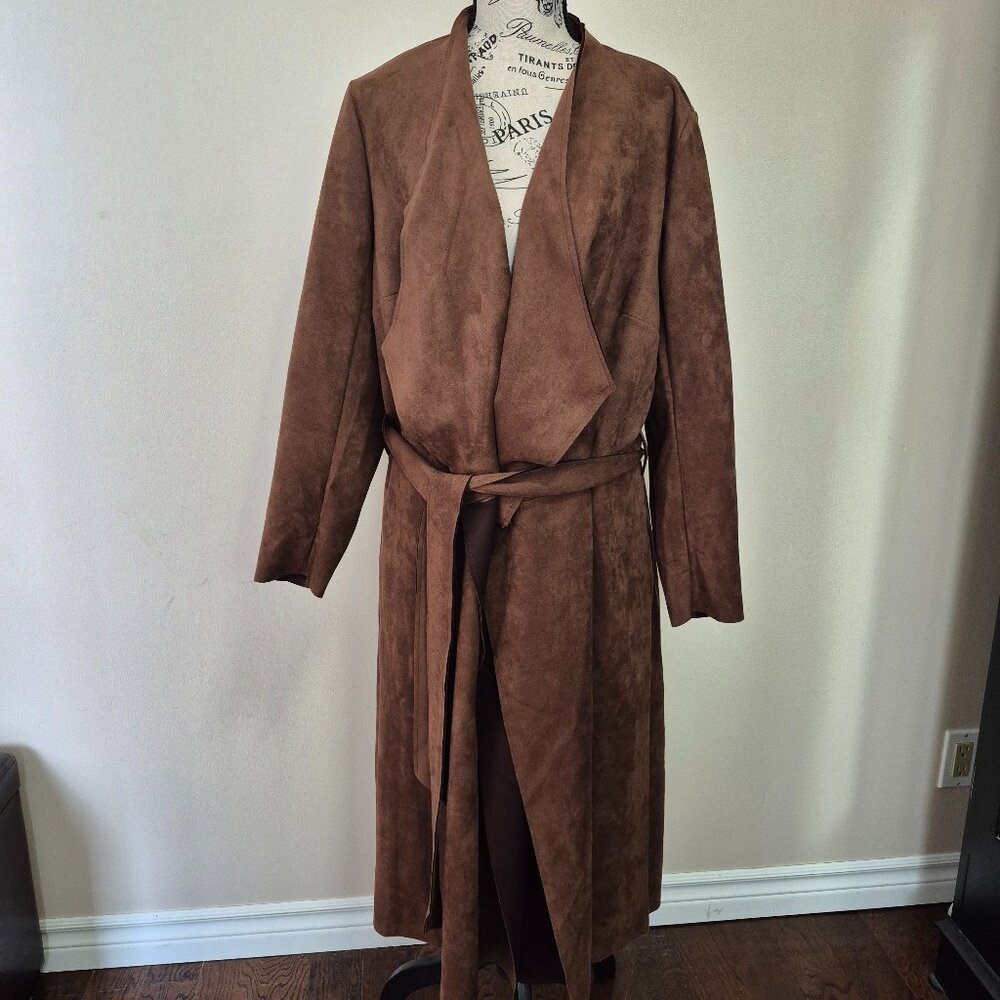 Long Faux Suede Coat